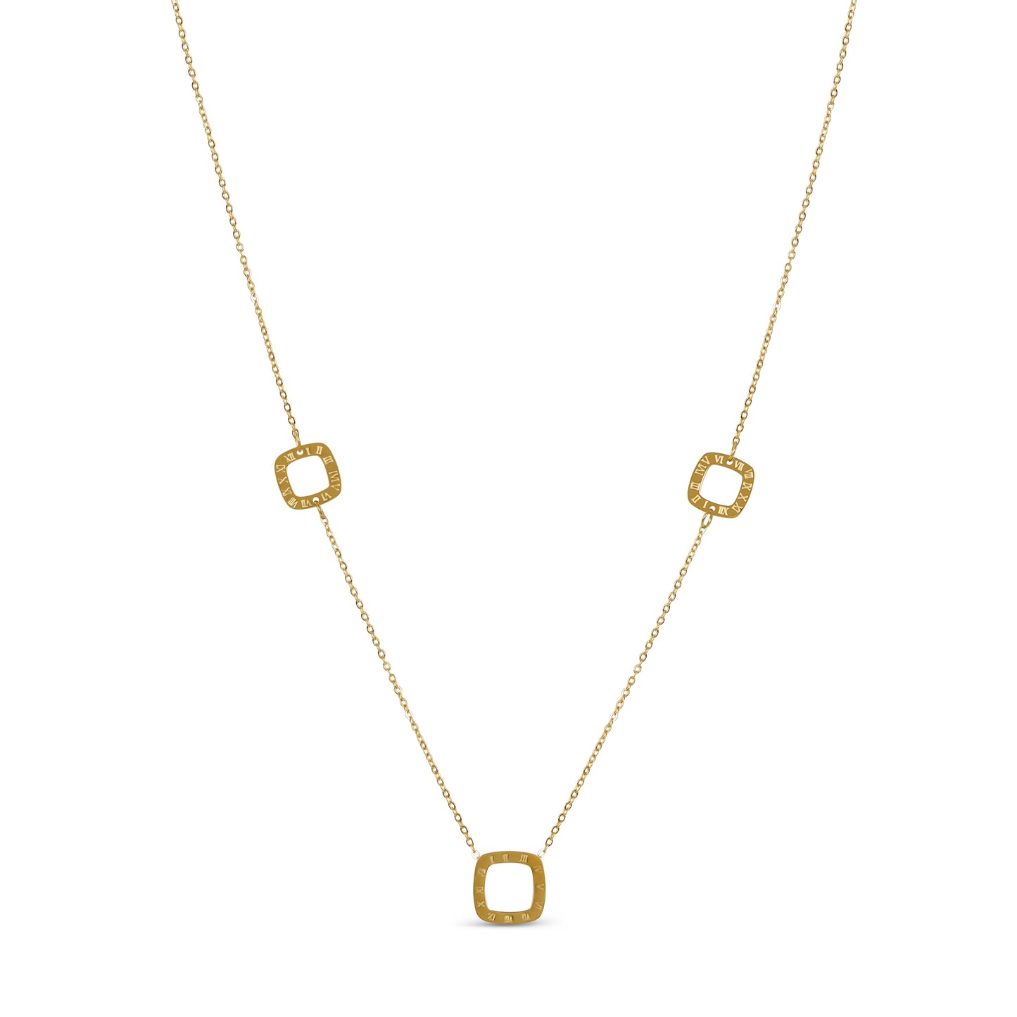 Square Regina Numeral Pendant Necklace - Gold