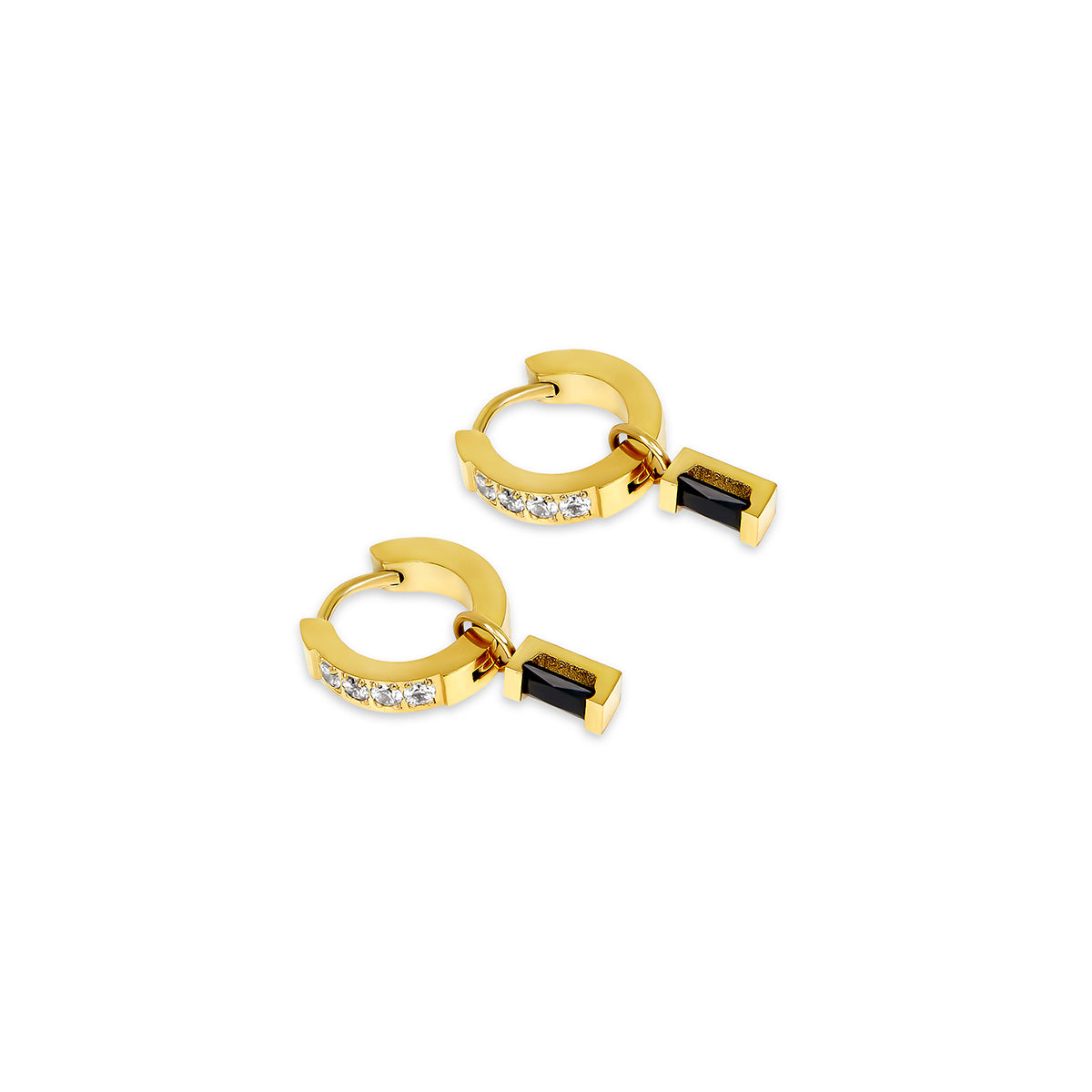 Huggie-Ohrringe mit Opalsteinen - Gold