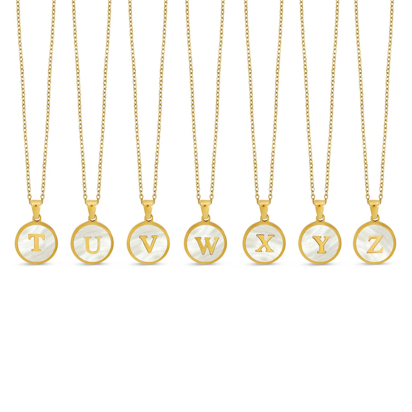 Marble Initial Necklace - Gold