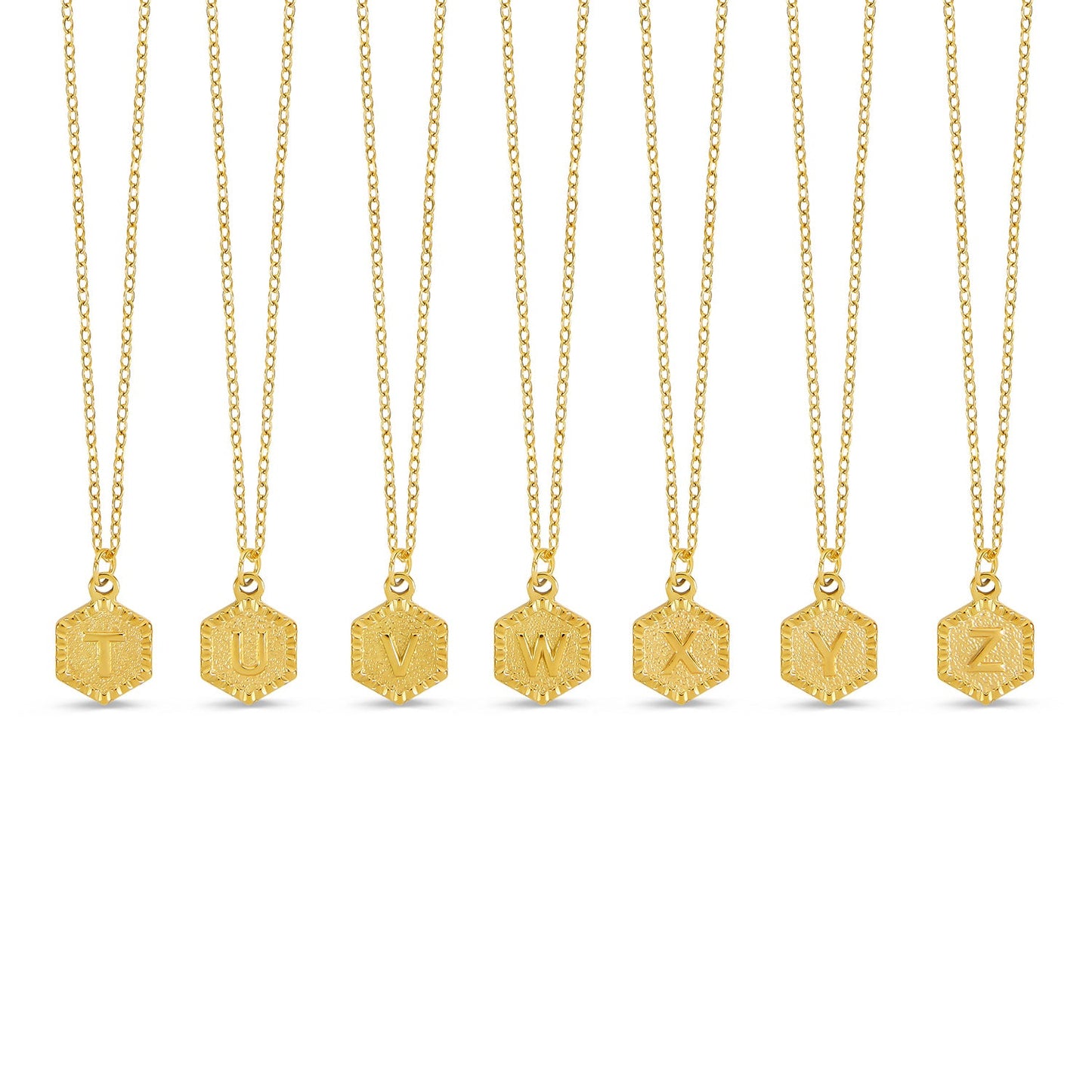 Hex Initial Necklace - Gold