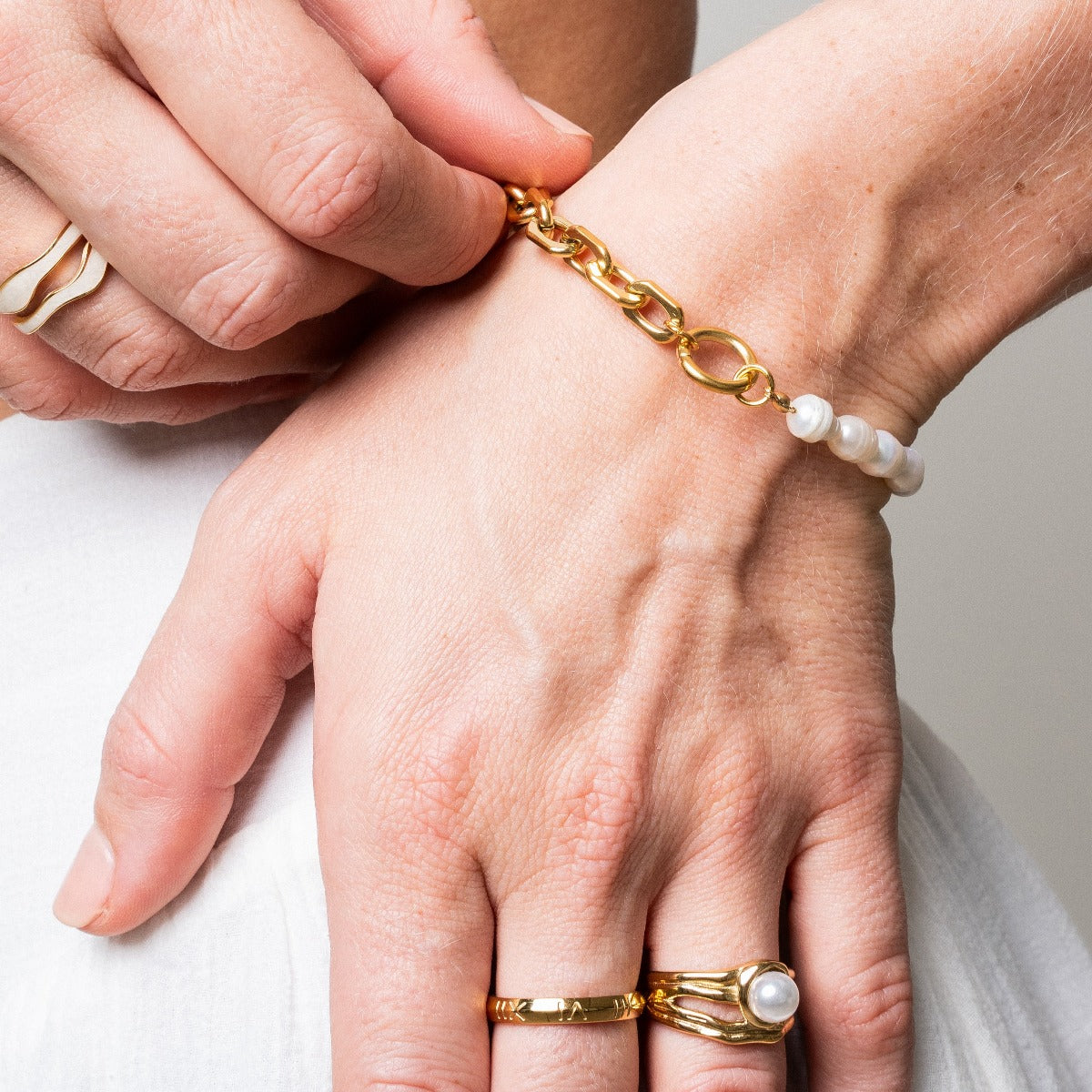Perlenkettenarmband - Gold