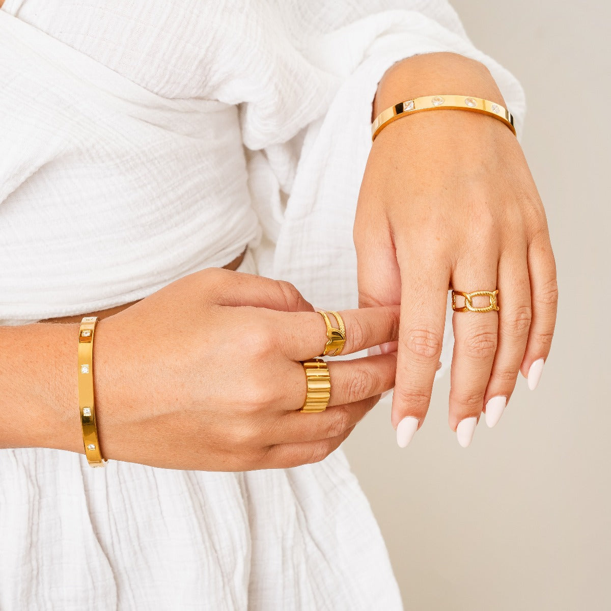 Armband mit Boxsteinen - Gold