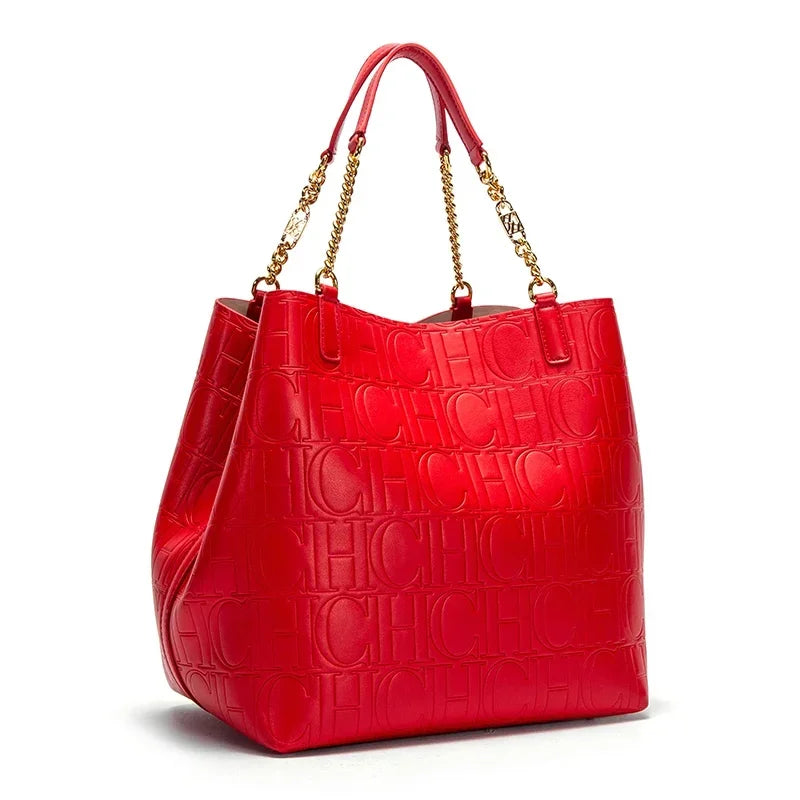 CH Ladies Tote Bag Versatile Superior Sense of Solid Colour Women's Large-capacity Tote Bag Simple Style Daily Fashion Style