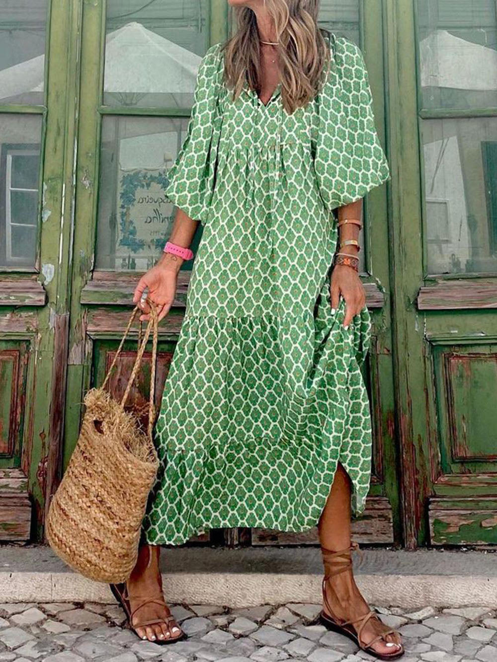 Boho Chic Maxi Dress with Vibrant Prints
