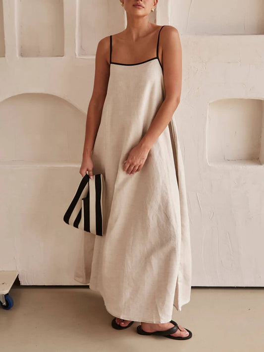 Contrasting Suspender Dress with A-line Summer Style