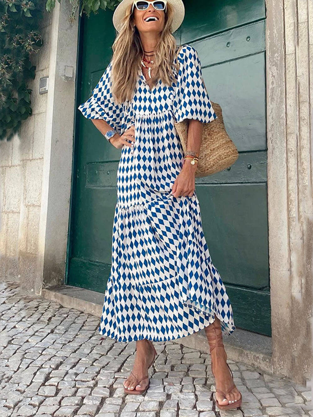Boho Chic Maxi Dress with Vibrant Prints