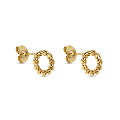 Zierliche Seil-Ohrstecker - Gold