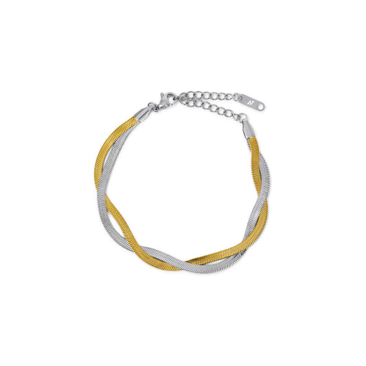 Braided Herringbone Bracelet - Gold