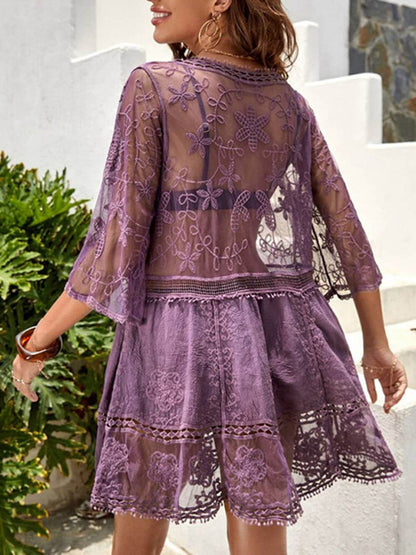 Flowy Lace Beach Vacation Bikini Cover-Up Dress