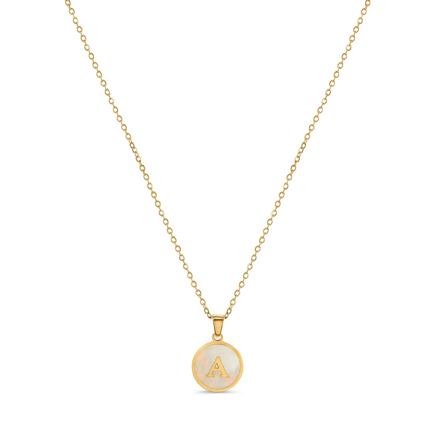 Marble Initial Necklace - Gold