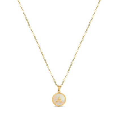 Marble Initial Necklace - Gold