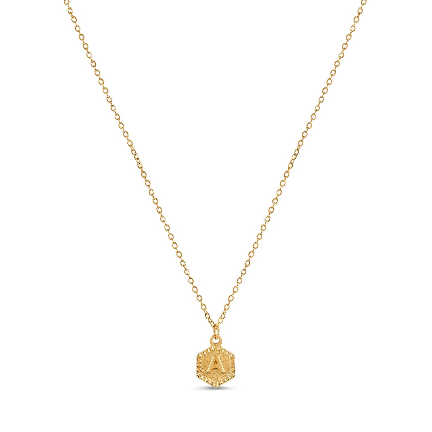 Hex Initial Necklace - Gold