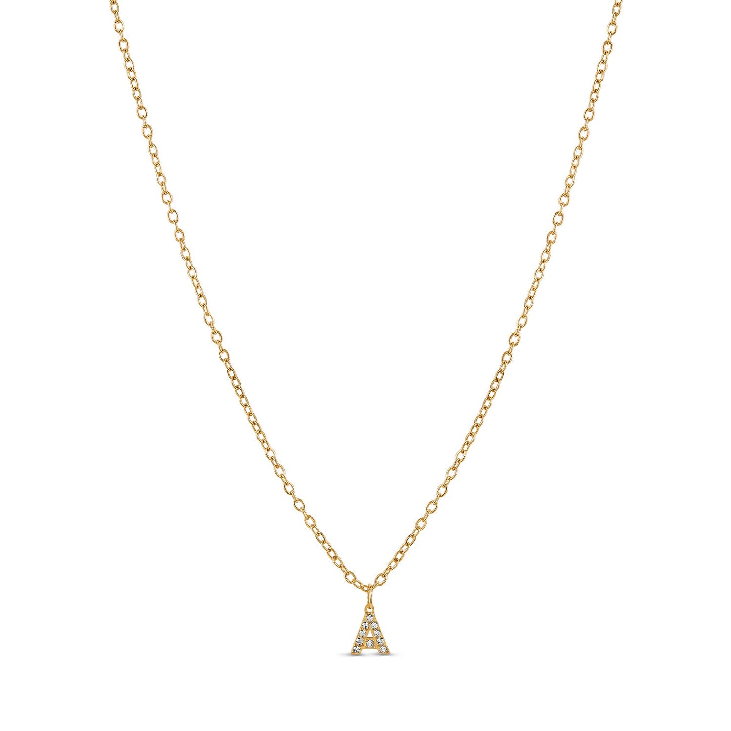 Stone Initial Necklace - Gold