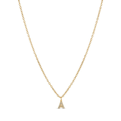 Stone Initial Necklace - Gold