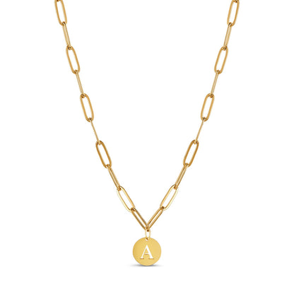 Engraved Clip Chain Initial Necklace - Gold