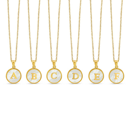 Marble Initial Necklace - Gold