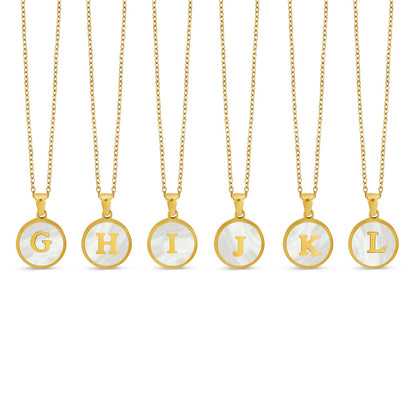 Marble Initial Necklace - Gold
