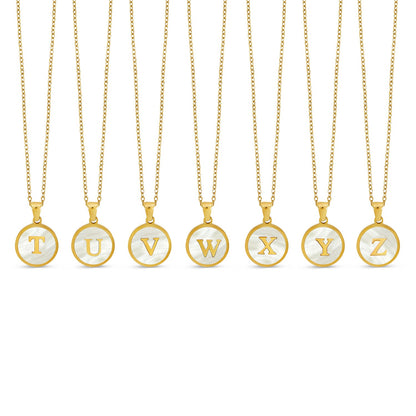 Marble Initial Necklace - Gold