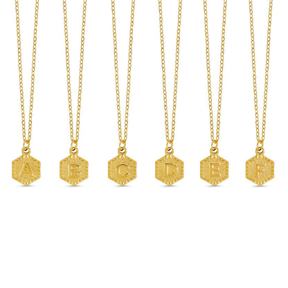 Hex Initial Necklace - Gold