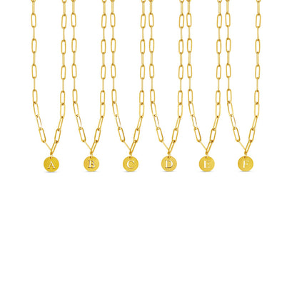Engraved Clip Chain Initial Necklace - Gold