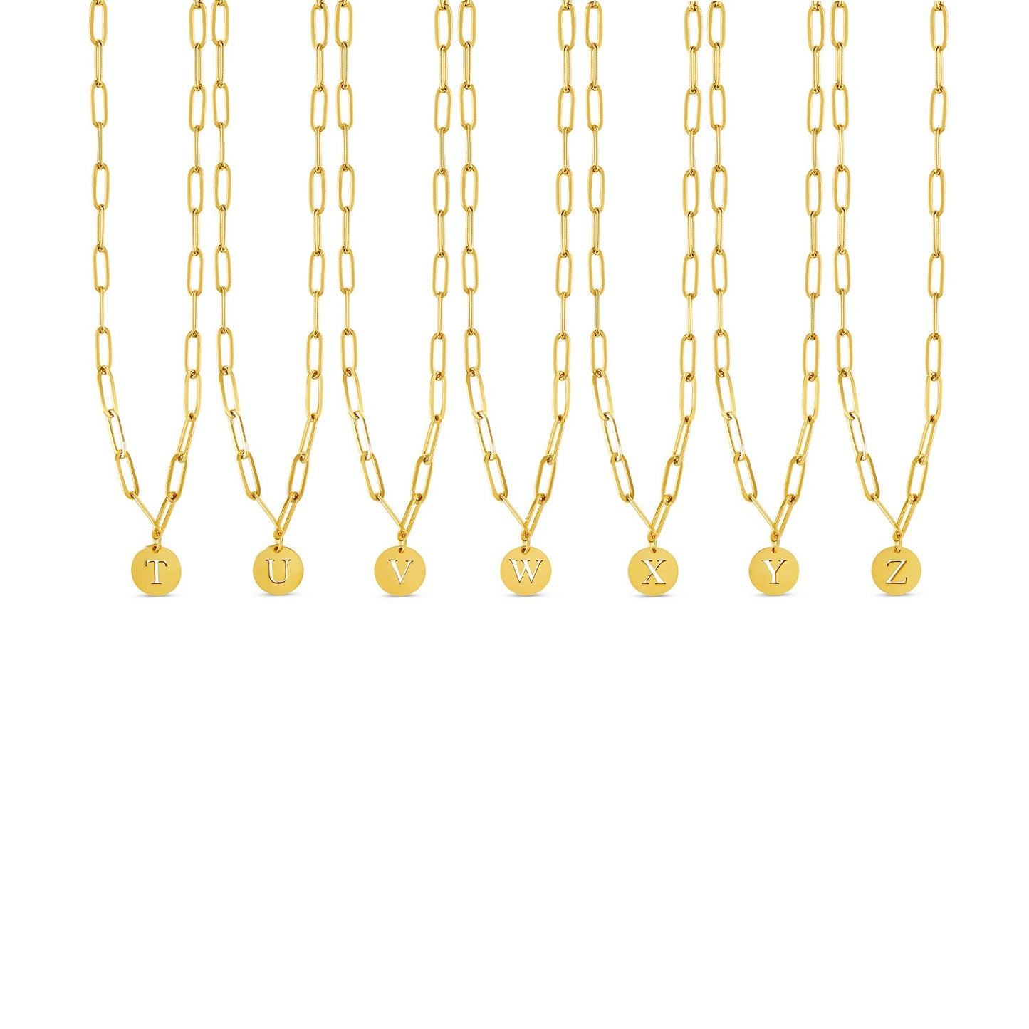 Engraved Clip Chain Initial Necklace - Gold