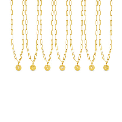 Engraved Clip Chain Initial Necklace - Gold