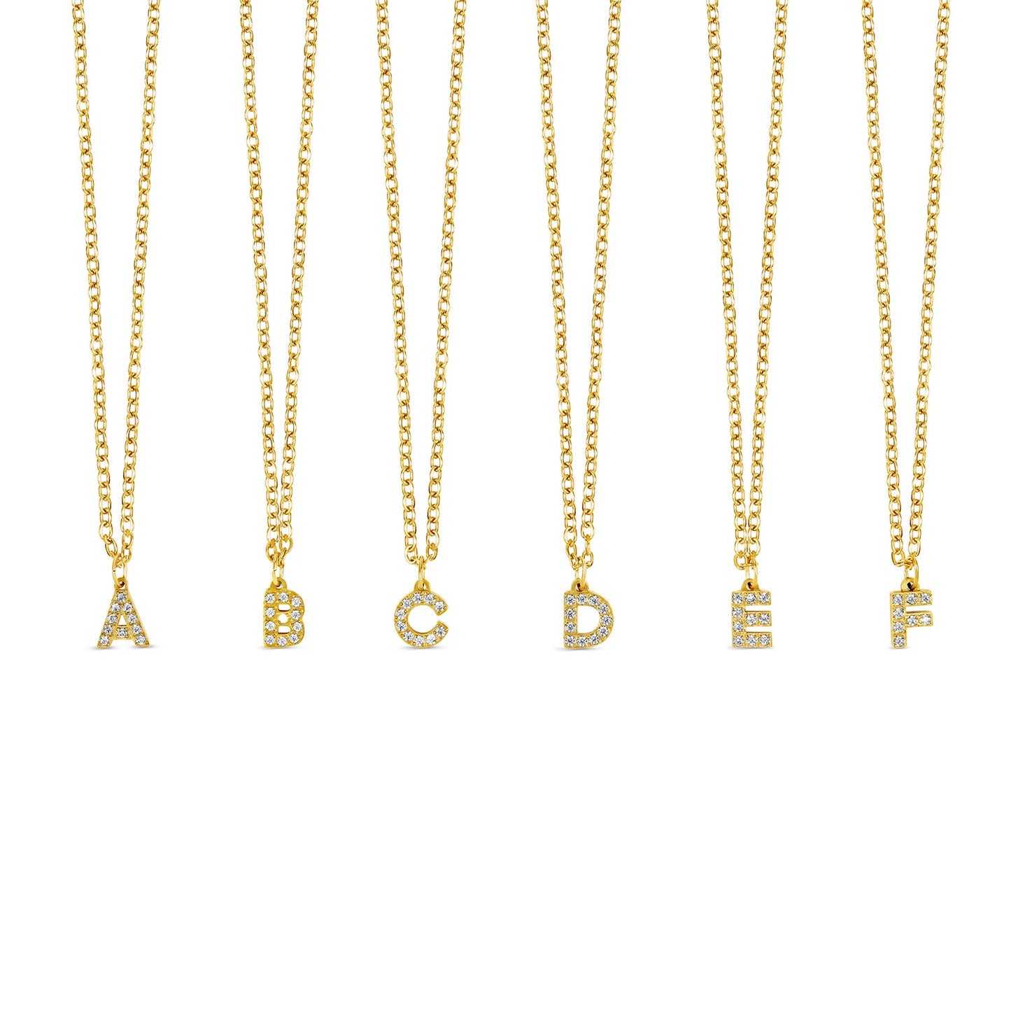 Stone Initial Necklace - Gold
