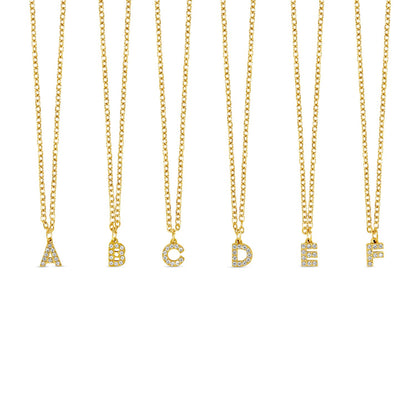 Stone Initial Necklace - Gold