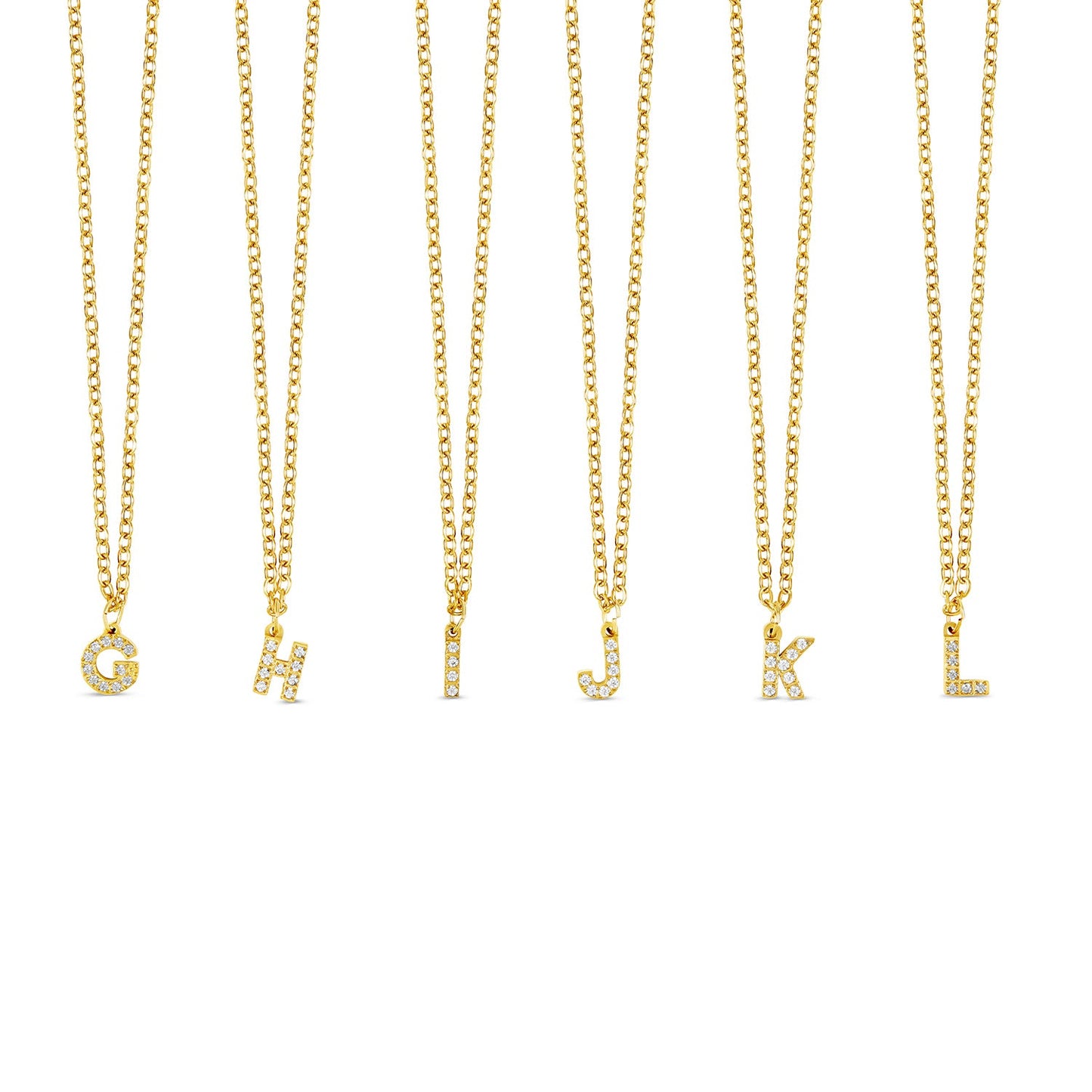Stone Initial Necklace - Gold