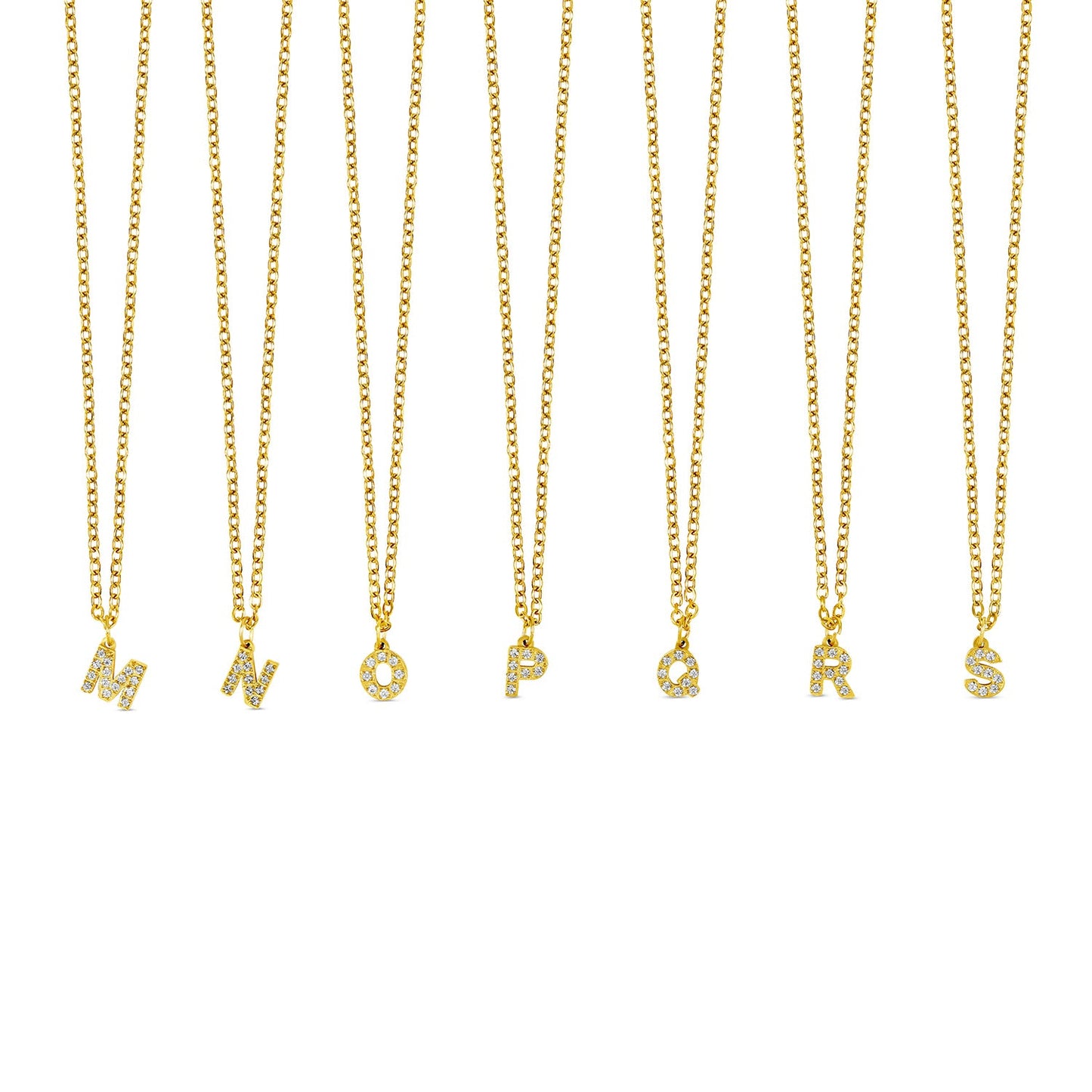 Stone Initial Necklace - Gold