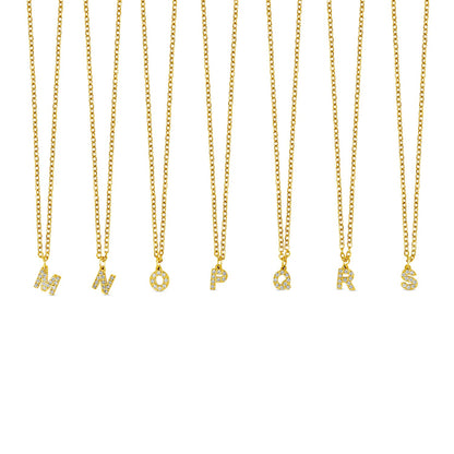 Stone Initial Necklace - Gold