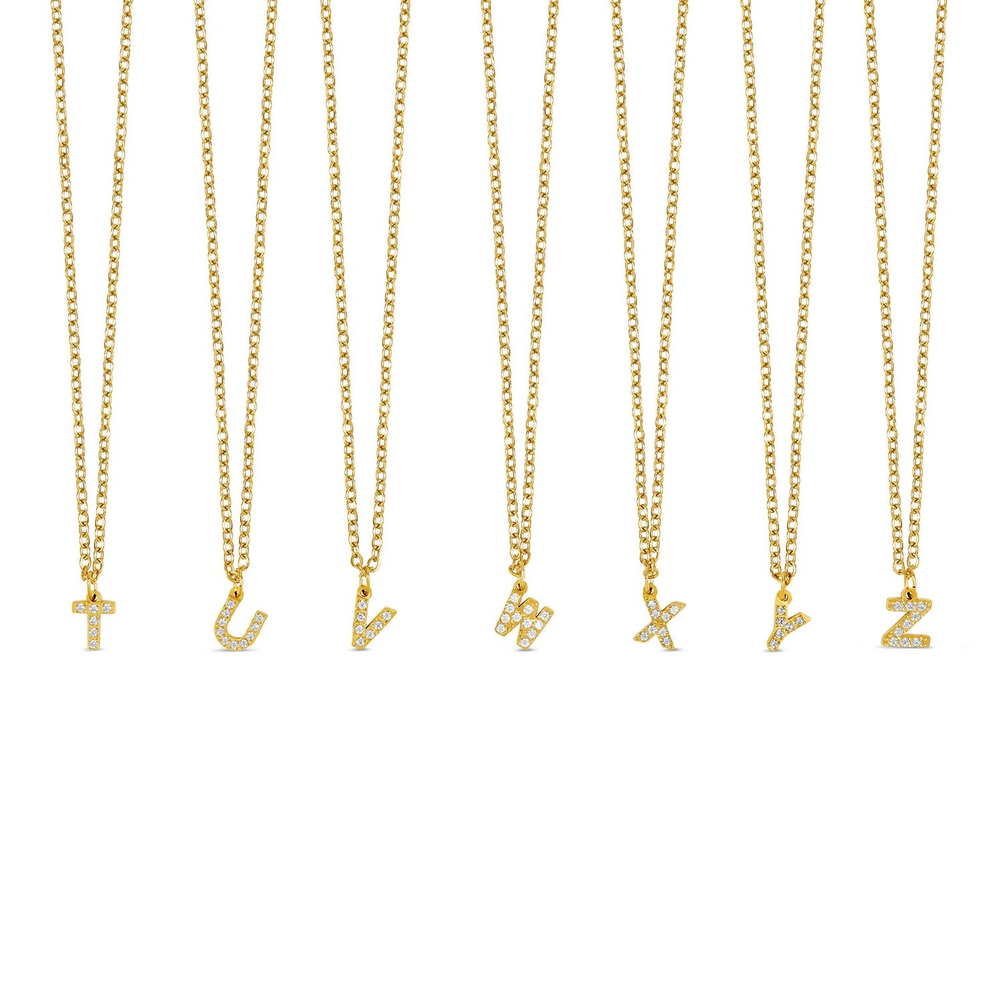 Stone Initial Necklace - Gold