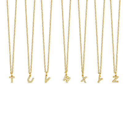 Stone Initial Necklace - Gold