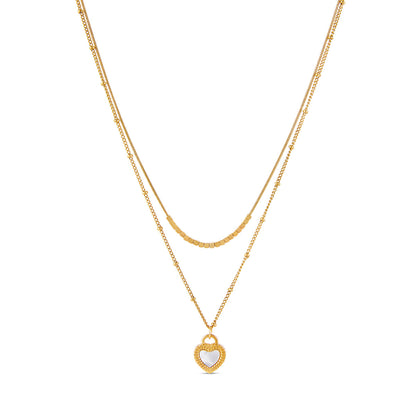 Marble Heart Layered Necklace - Gold