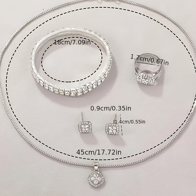 1pc Women's Fashion Luxury Quartz Watch + 6pcs Jewelry