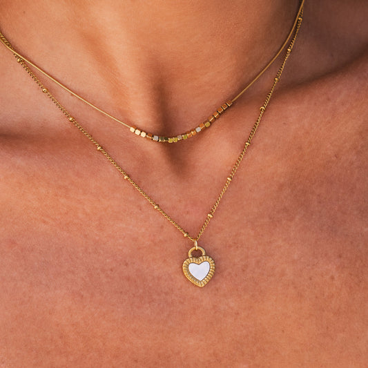 Marmorierte Herz-Mehrfachkette - Gold