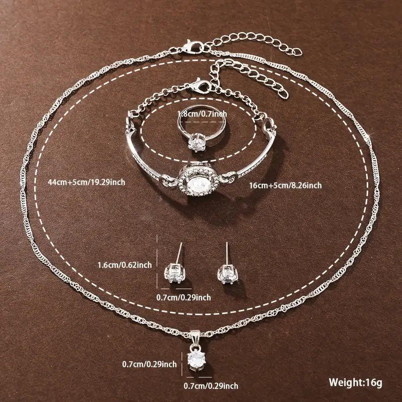 6 neue wunderschöne und modische silberne Quarzuhren für Damen + neues silbernes Schmuckset für Valentinstag, Ostern, Ramadan, Hochzeit, Geburtstagsfeier, Weihnachtshorror, Halloween, Geschenke für Freunde zum Fest des Fastenbrechens